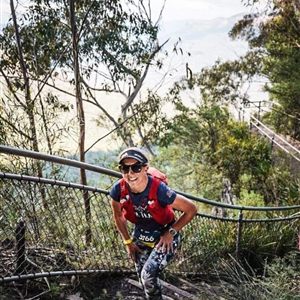 Cathy Perri on a trail climb