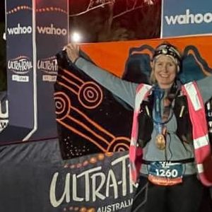 Meghan Kenny at the Ultra-Trail Australia finish