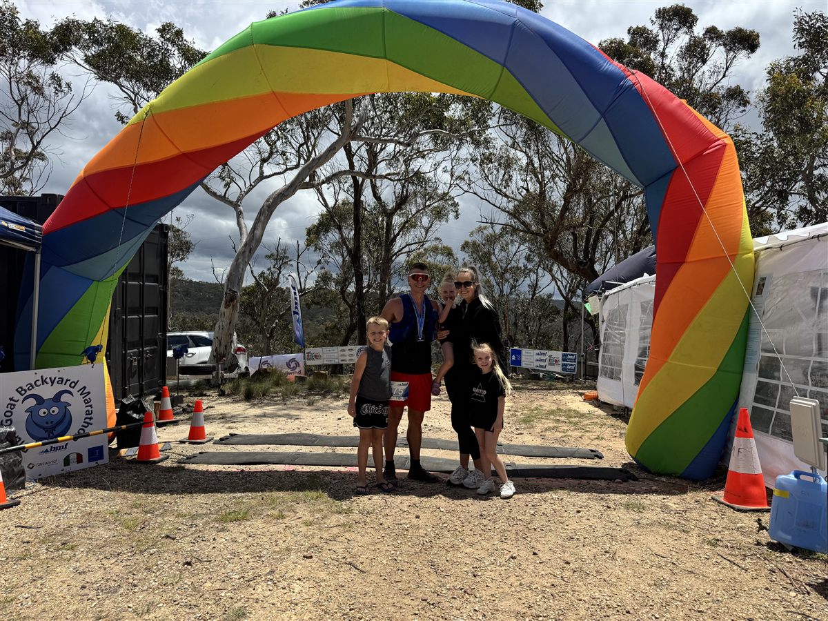 Nathan winning the Blue Goat Backyard 50km Ultra