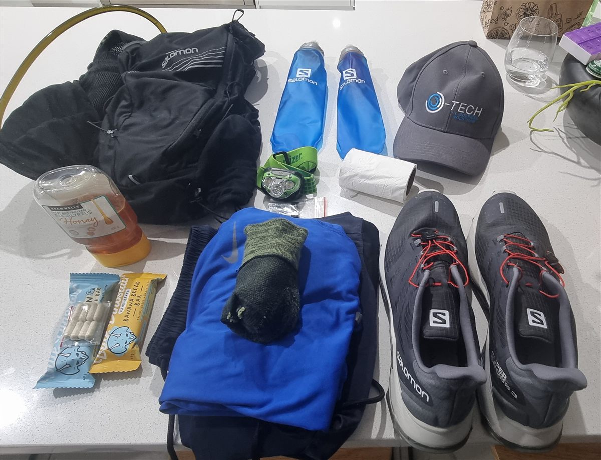 David's race-day gear laid out and ready