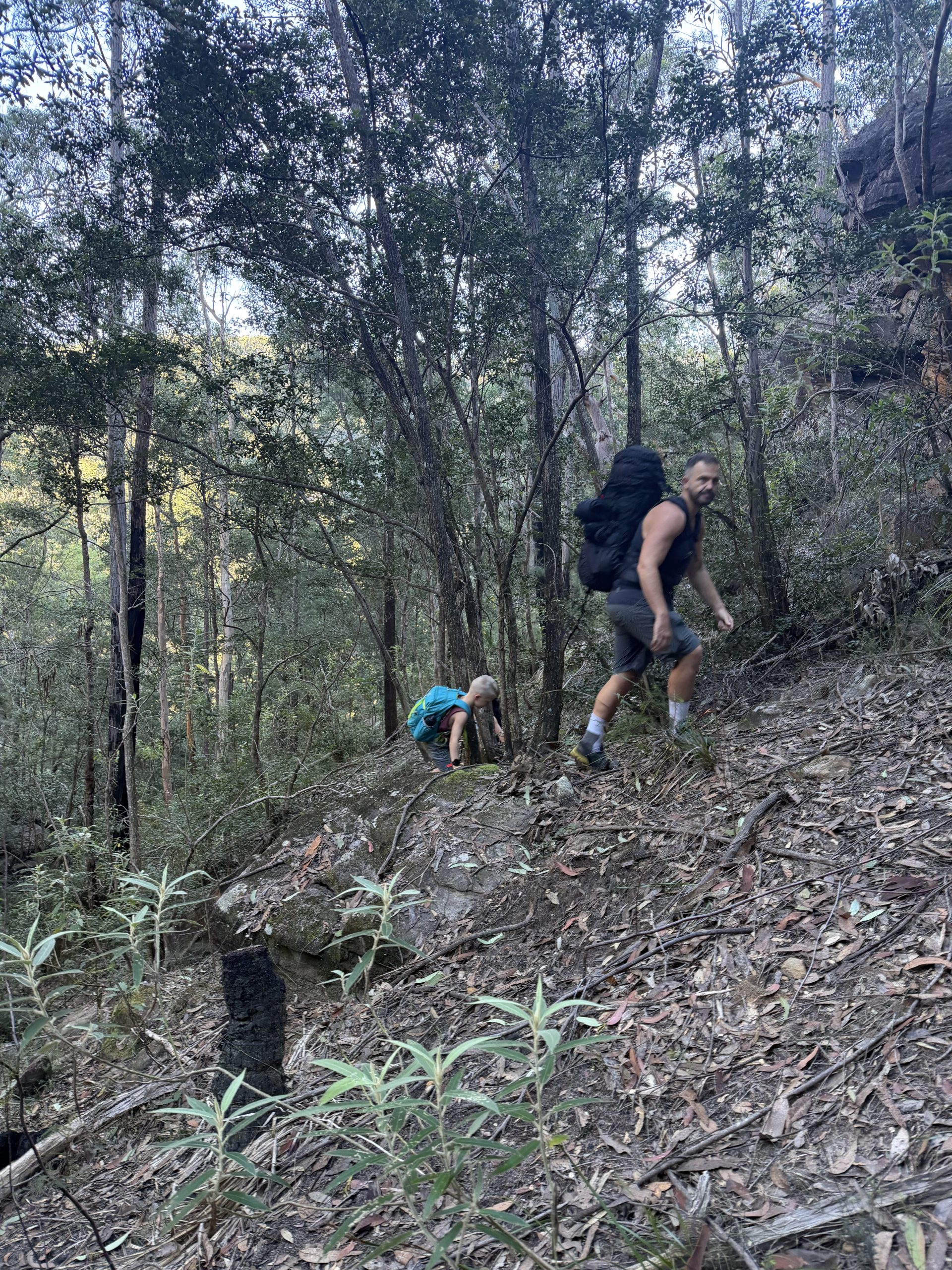 Working down a steep section of the descent